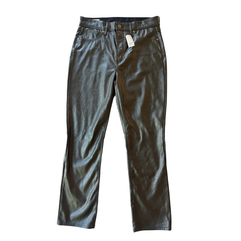 NWT GAP‎ Faux Leather Pants 29 8 Short Black Vintage Slim High Rise Y2K Biker